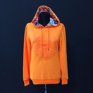Kenzo Orange Tiger Embroidered Cotton Hoddie